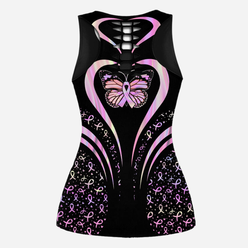 Hope For A Cure - Breast Cancer Awareness Leggings And Hollow Tank Top