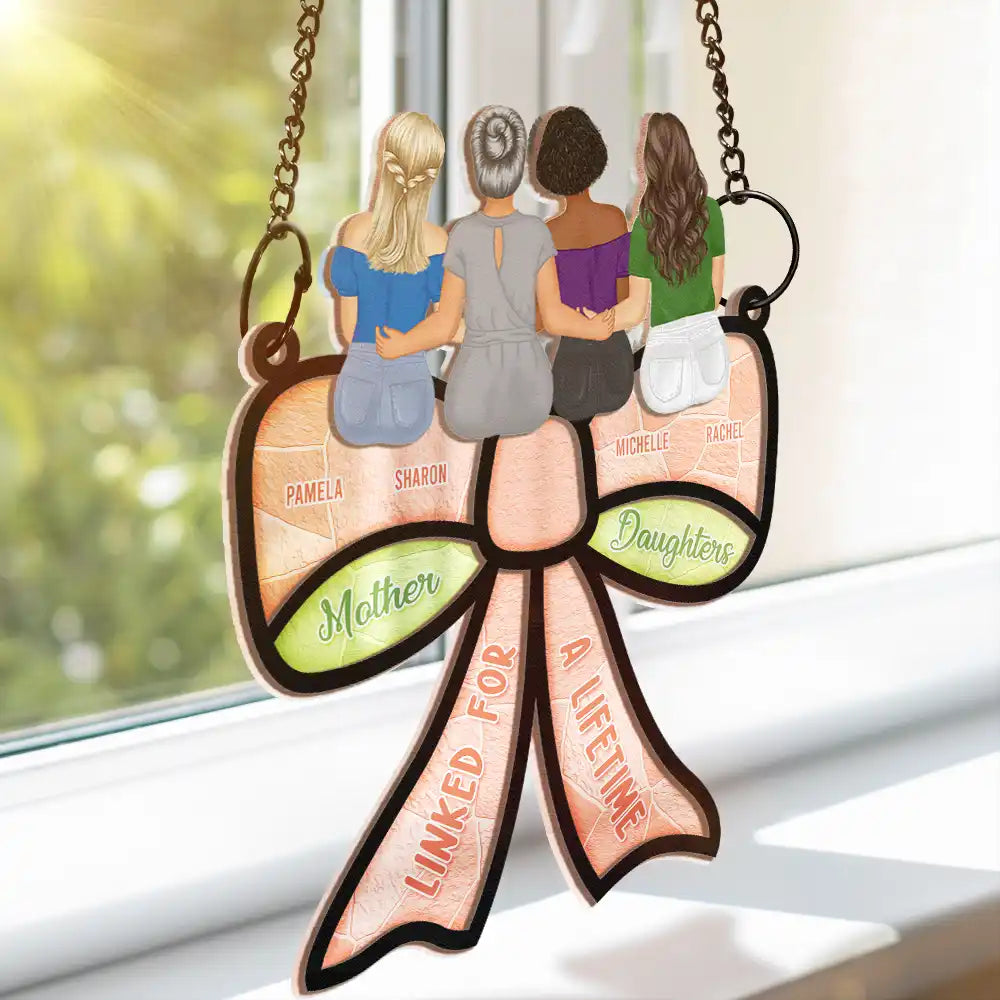 Mother & Daughter – Forever Linked Together - Personalized Wood and Acrylic Layered Ornament with Heartwarming Message, Perfect for Mother’s Day Gift