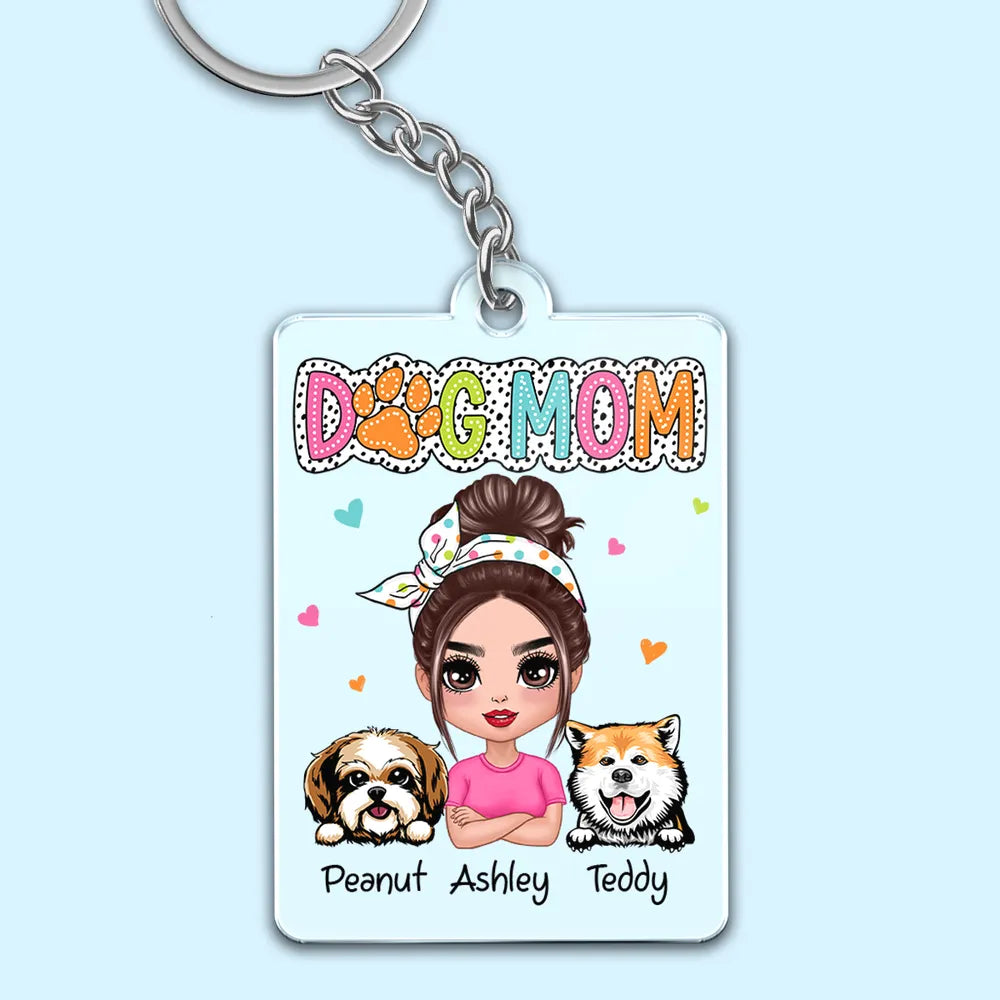DOG MOM Personalized Acrylic Keychain – You & Your Pups