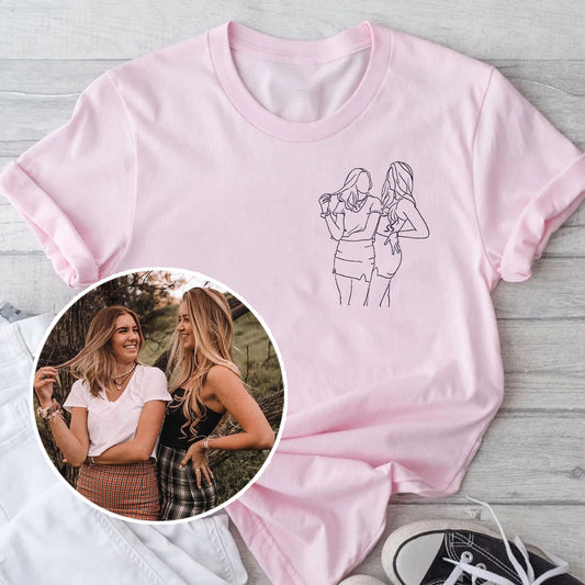 Custom Line Art - Personalized granddaughter Embroidered T-shirt