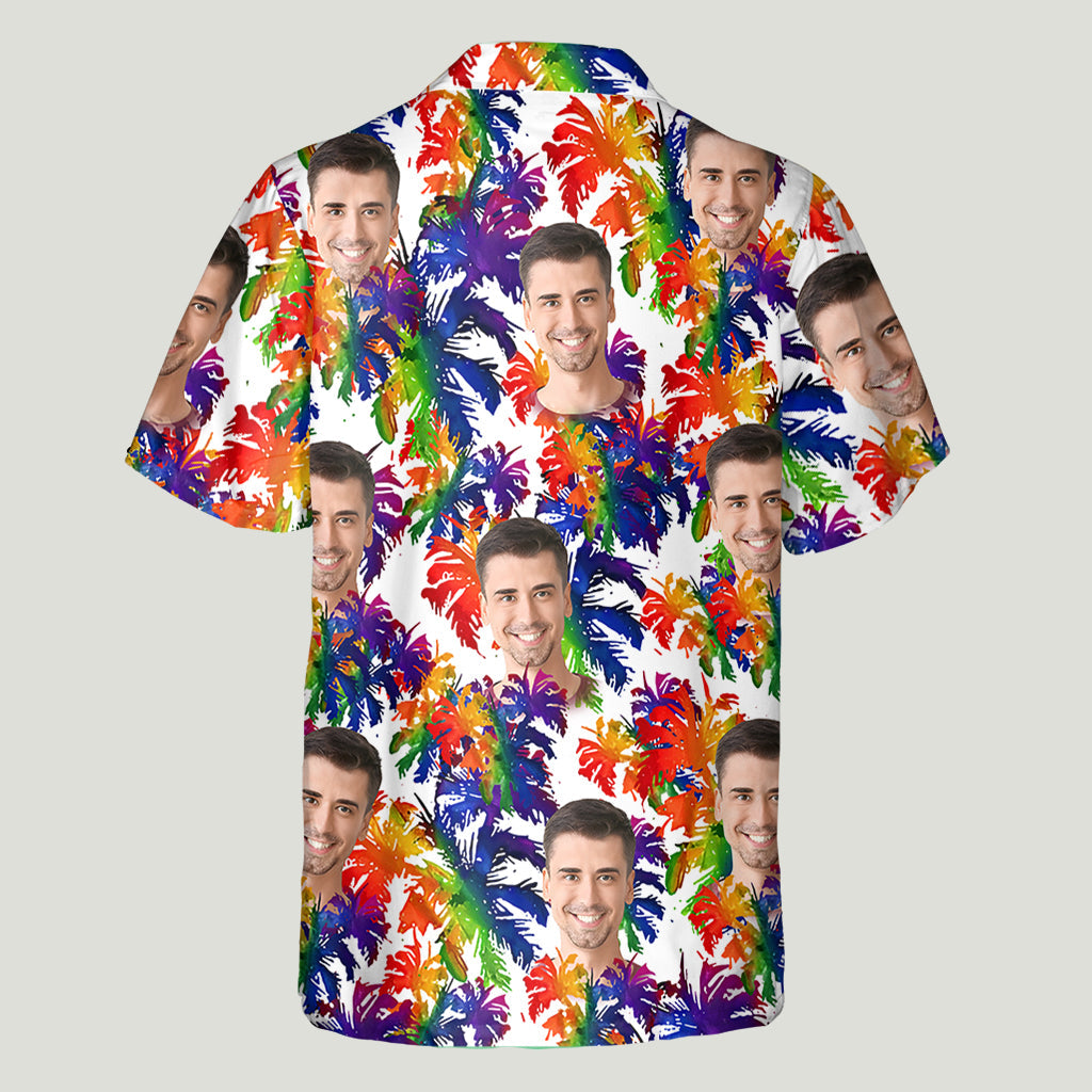Colorful Palm Leaves Pride - Personalized LGBT Support Hawaiian Shirt