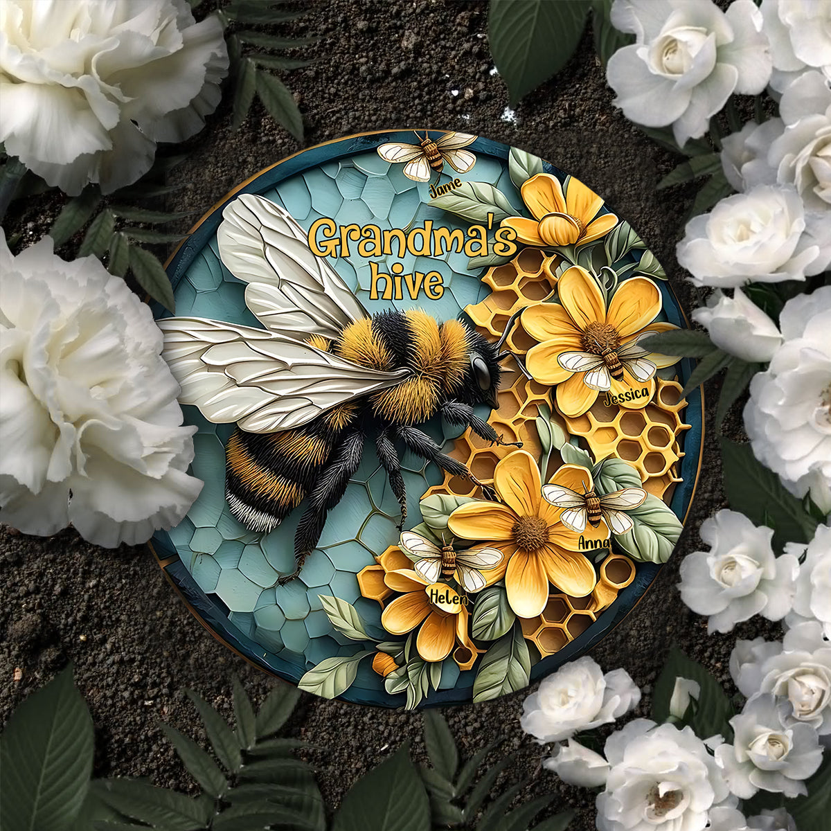 Grandma's Hive Any Title - Personalized Grandma Round Shaped Stone