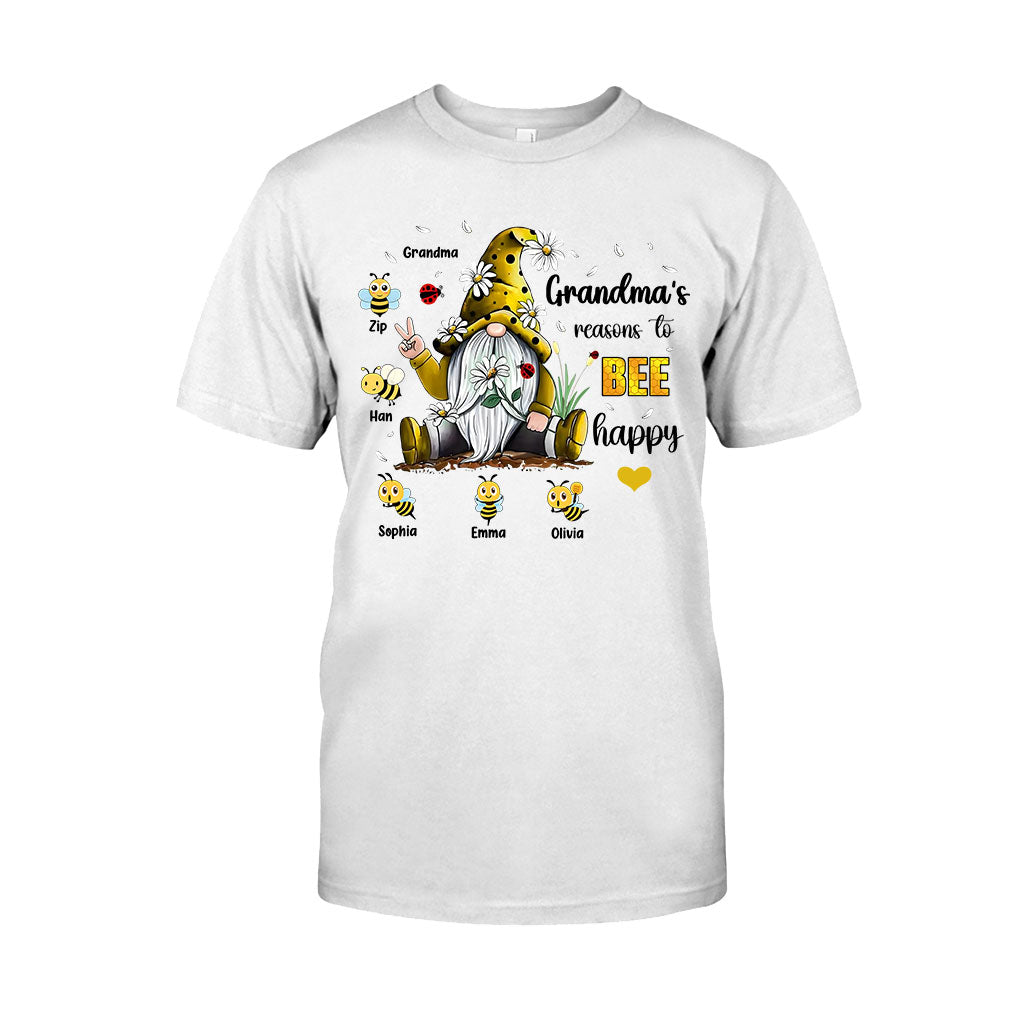 Grandma's Reasons To Bee Happy - Personalized Grandma T-shirt And Hoodie