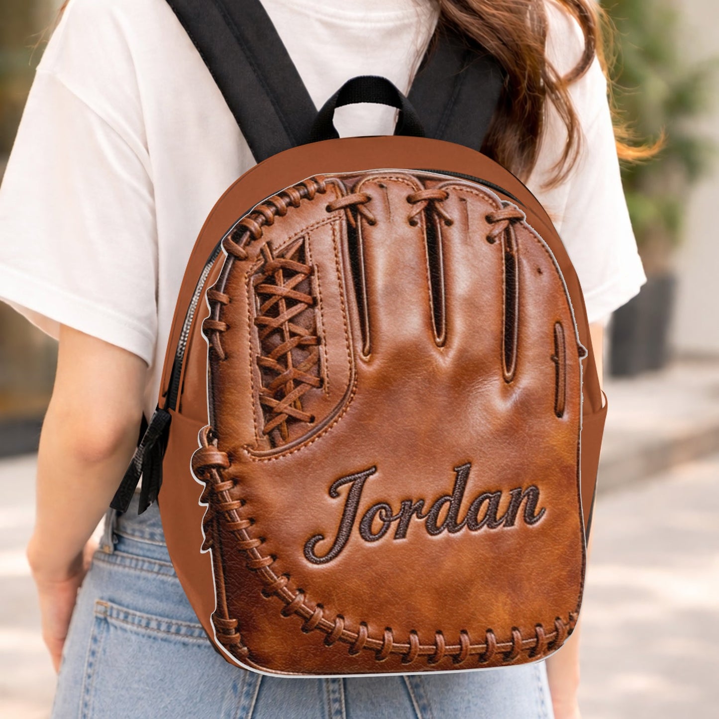 Leather Baseball Glove - Personalized Baseball Changeable Leather Patch Backpack