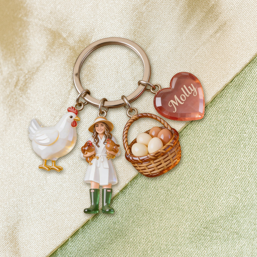 Custom Any Photo - Personalized Chicken Premium Keychain With Charms