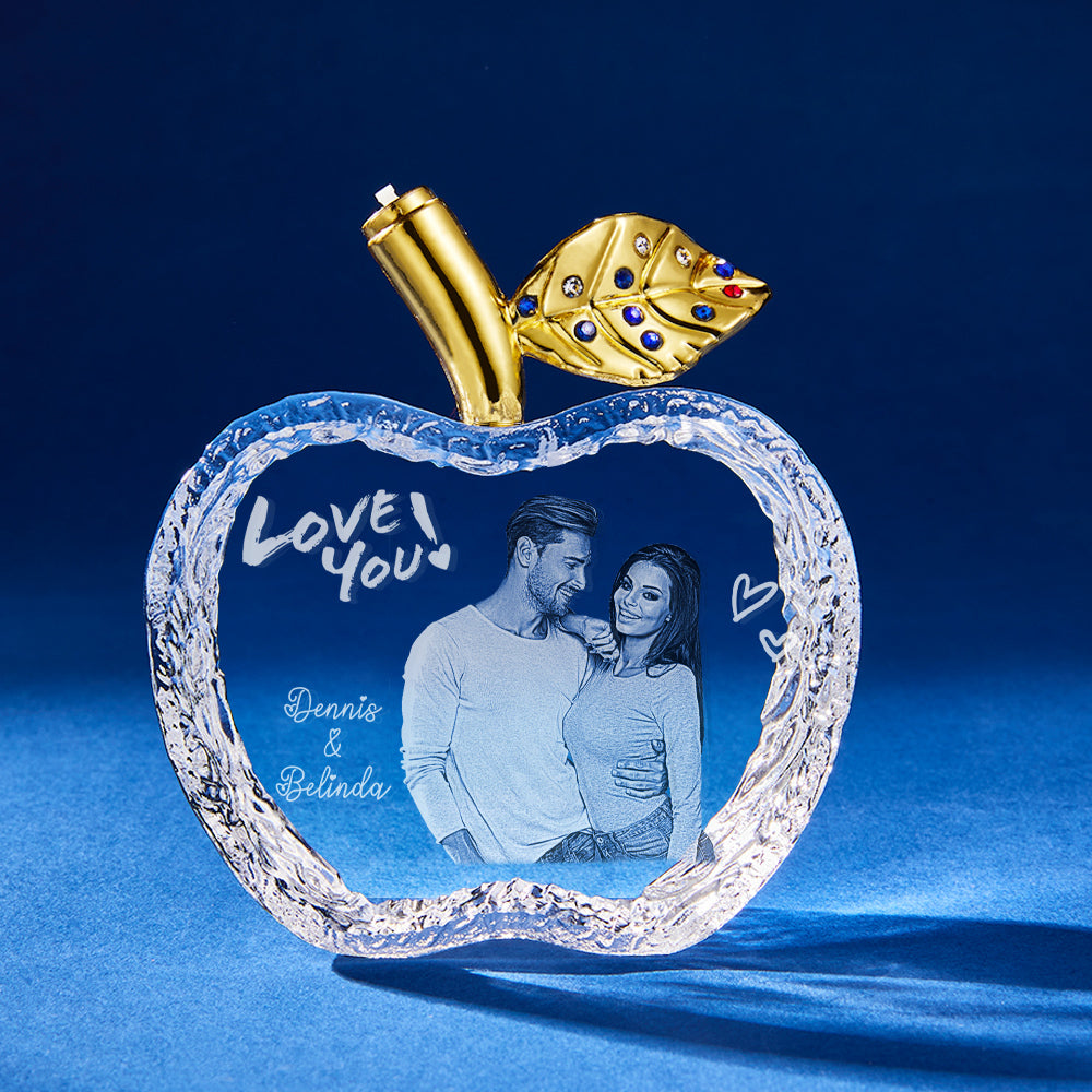 Apple Shape Crystal - Personalized Couple Apple Lamp