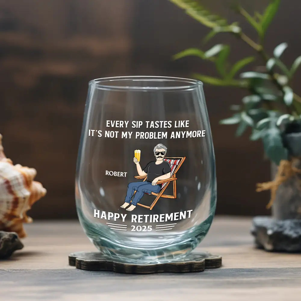 Personalized Retirement Wine Glass – Custom Gift for Retirees