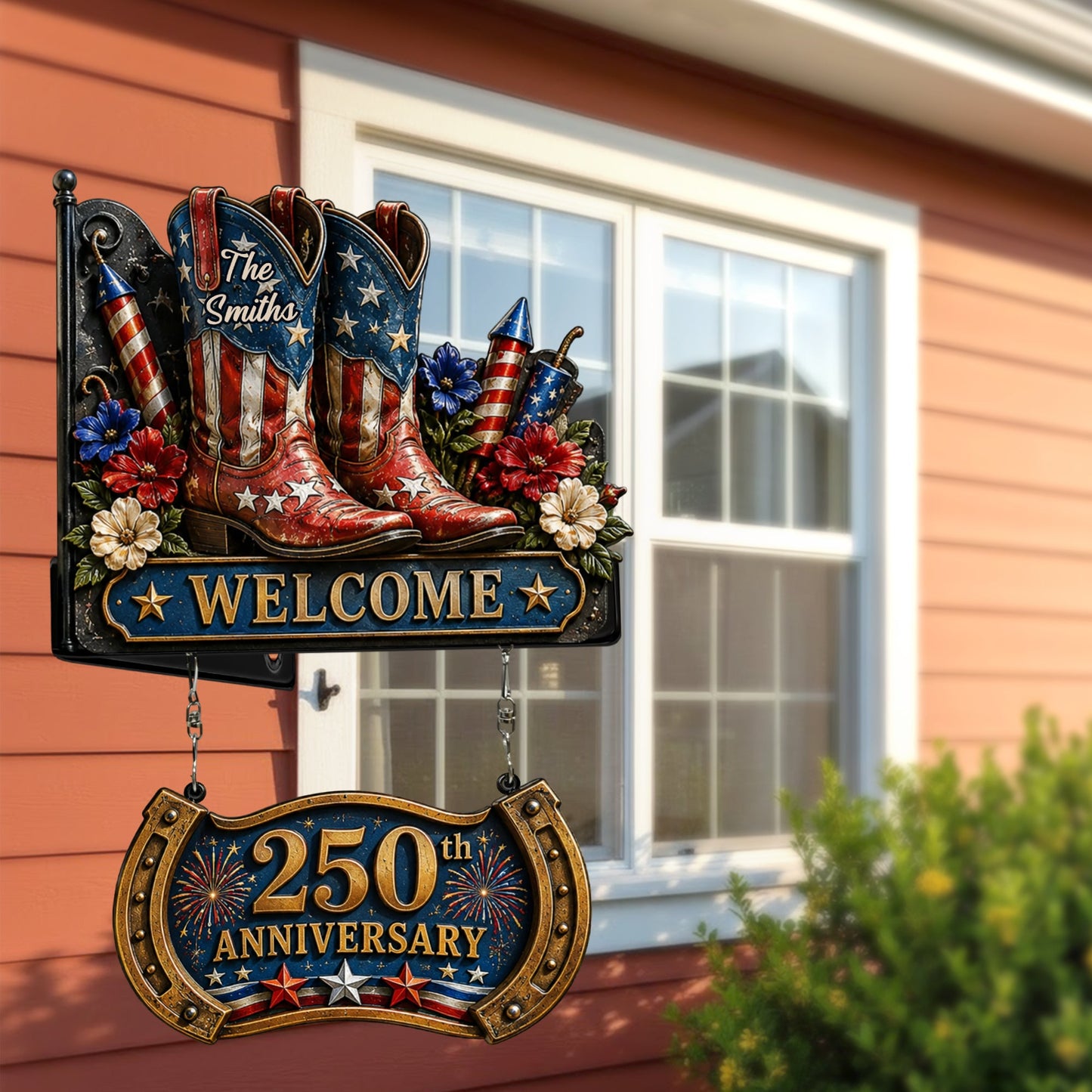 250th Anniversary Celabration - Personalized Western Outfit Wooden Wall Mount Sign