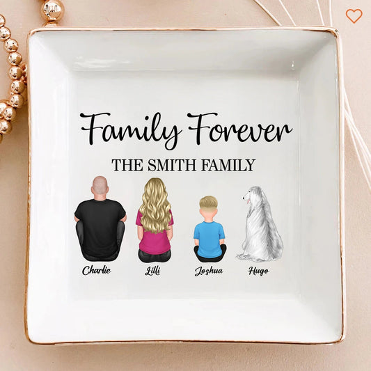 Family Forever Beach Design - Personalized Jewelry Dish, Wallet Card, Blanket, Cotton Tote Bag, Wooden Carhanger, LED Plaque, Keychain and Poster, Unique Gift