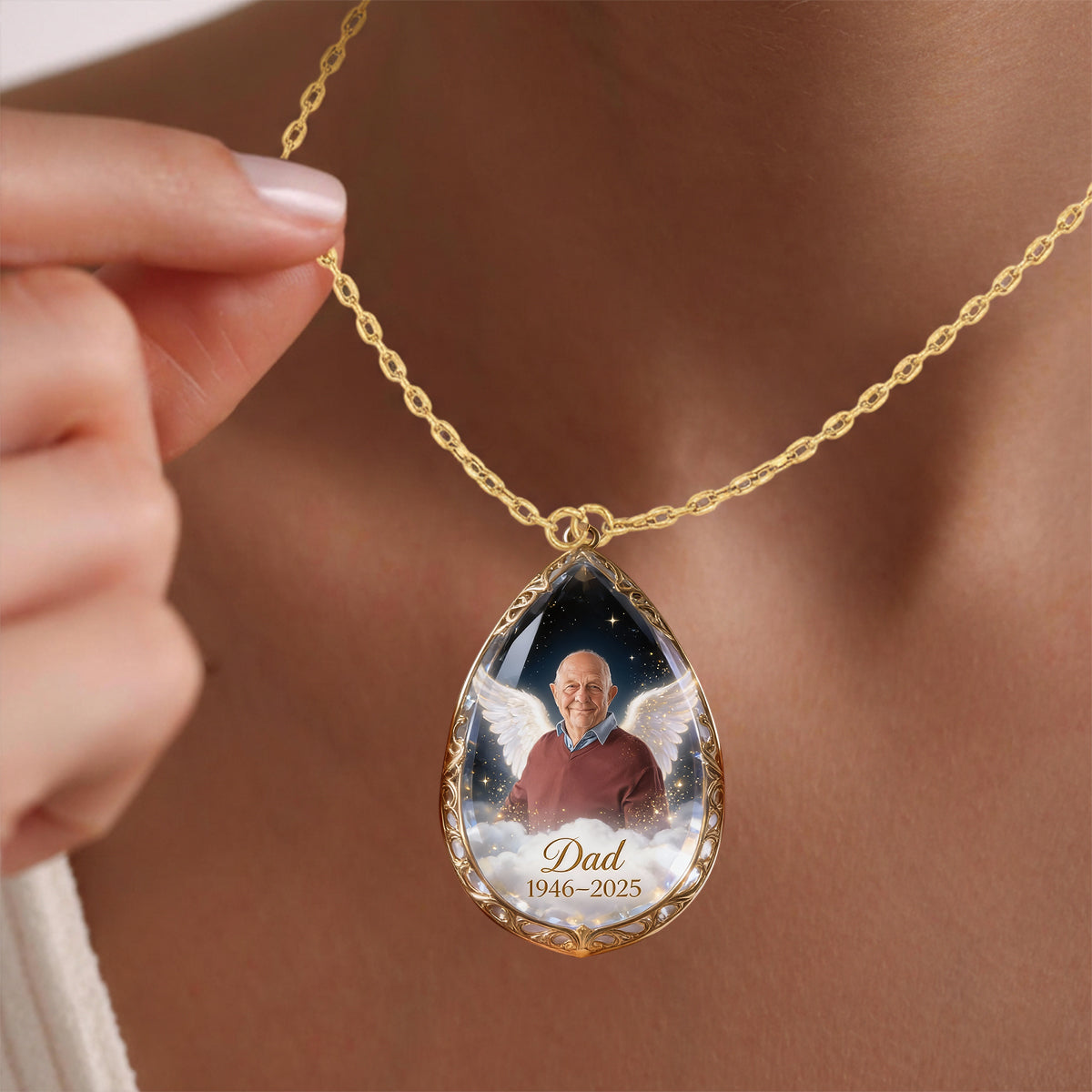 I Miss You - Personalized Memorial Shaped Metal Pendant Necklace