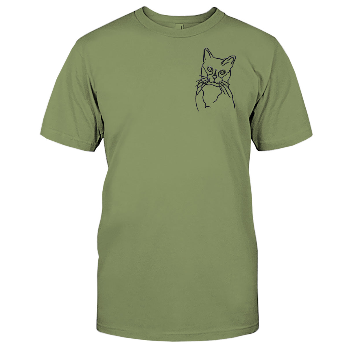 Custom Line Art - Personalized Cat Embroidered T-shirt