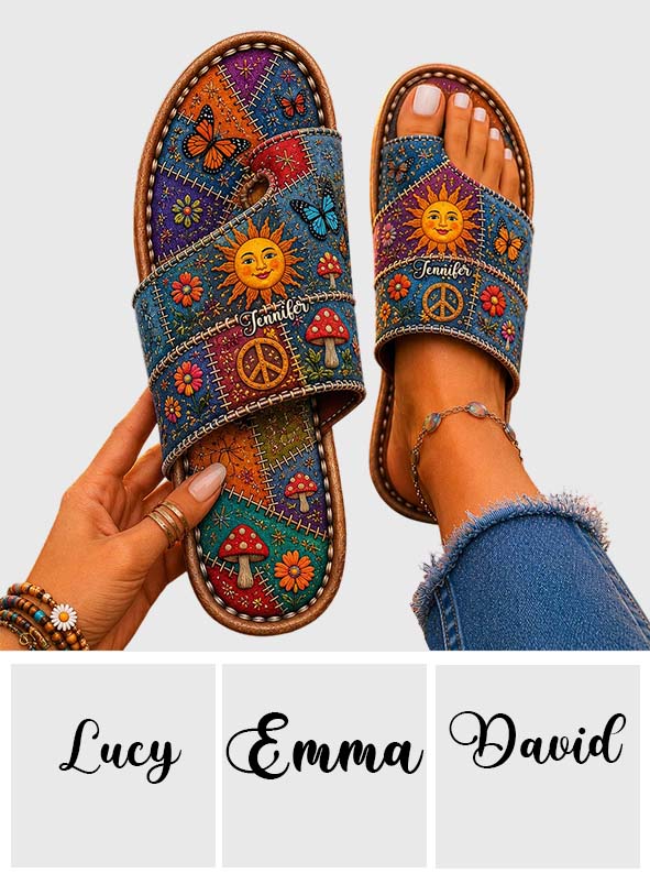 Happy Vibes - Personalized Hippie Open Toe Sandals