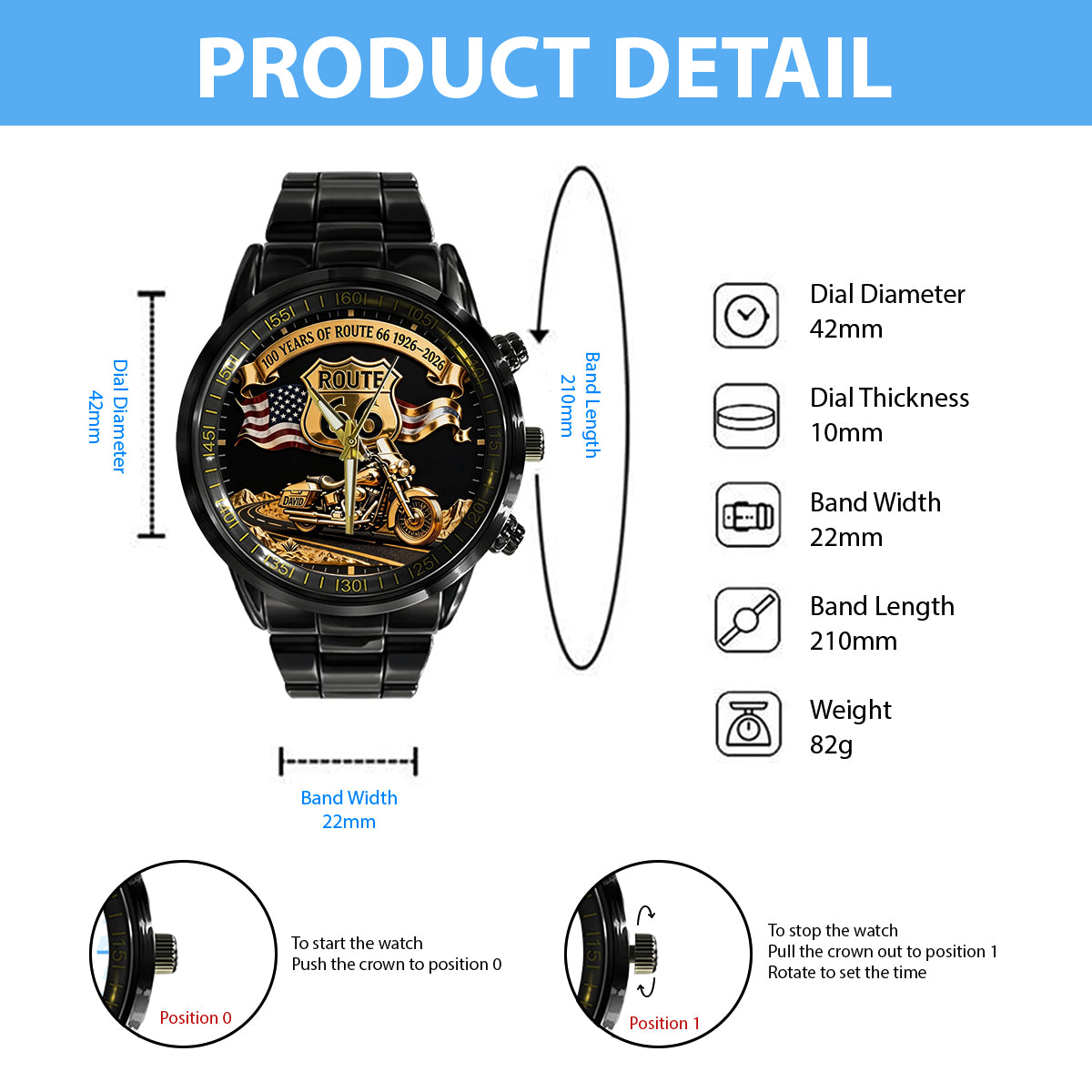 100 Years Of Route Personalized Gifts For Bikers - Personalized Biker Hand Watch