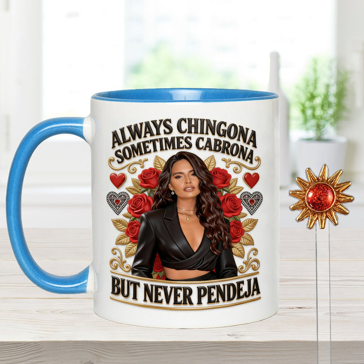 Latina Vibes, Always Chingona - Personalized Latina Women Set Accent Mug with Acrylic Stirrers
