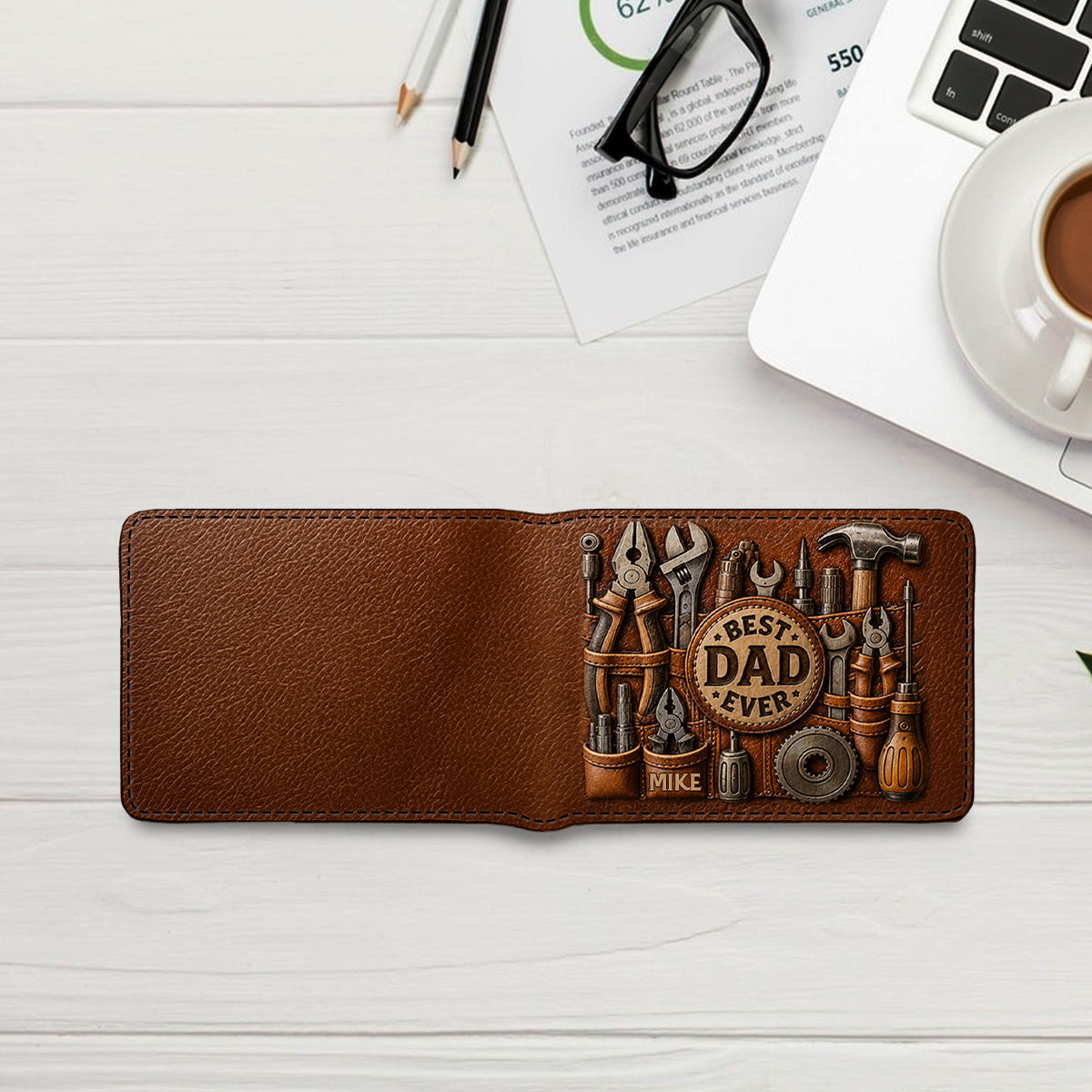 Custom Title Best Gift For Dad/Grandpa - Personalized Father Leather Wallet