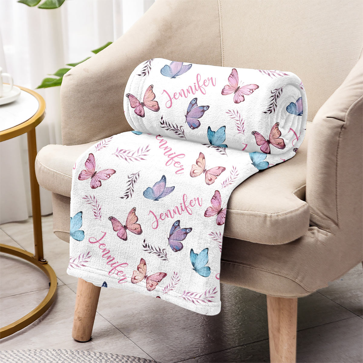 Butterfly Custom Name - Personalized Grandma Blanket