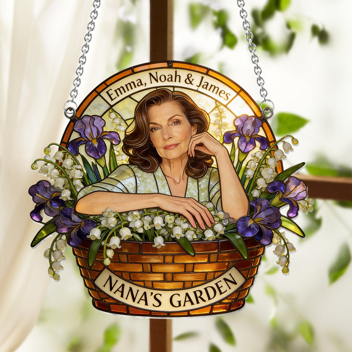 Custom Any Photo - Personalized Grandma Window Hanging Suncatcher Ornament