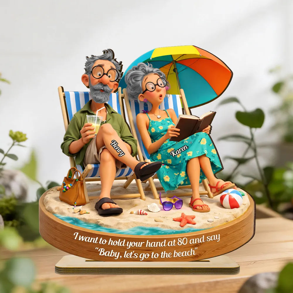 Personalized 2-Layer Wooden Plaque Beach Couple Scene, Funny Romantic Keepsake, Unique Gift for Husband or Wife