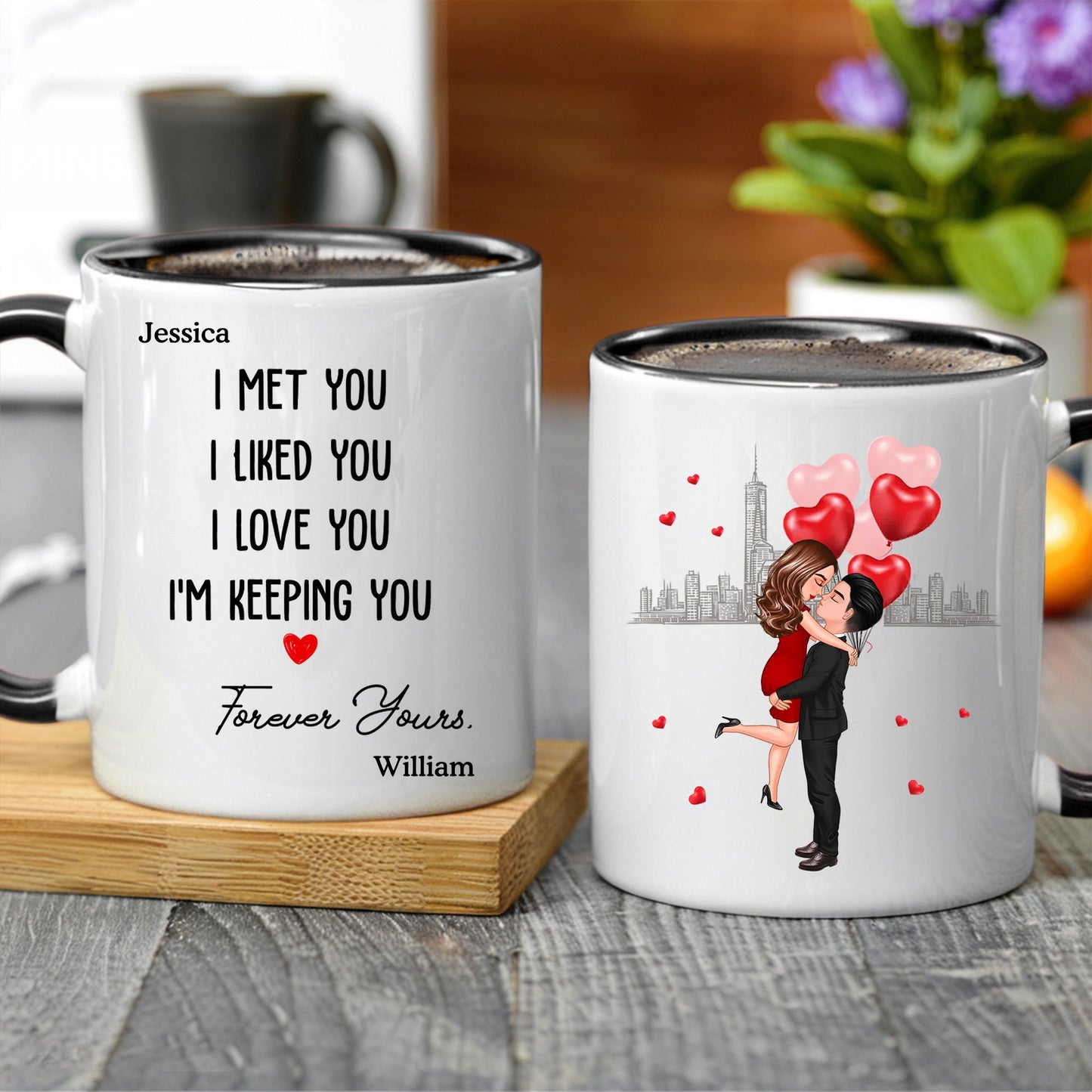 Forever Yours Couple Anniversary Gift Valentine's Day Personalized Mug- A Warm Expression of Deep Love with Temperature Symbolized Cups