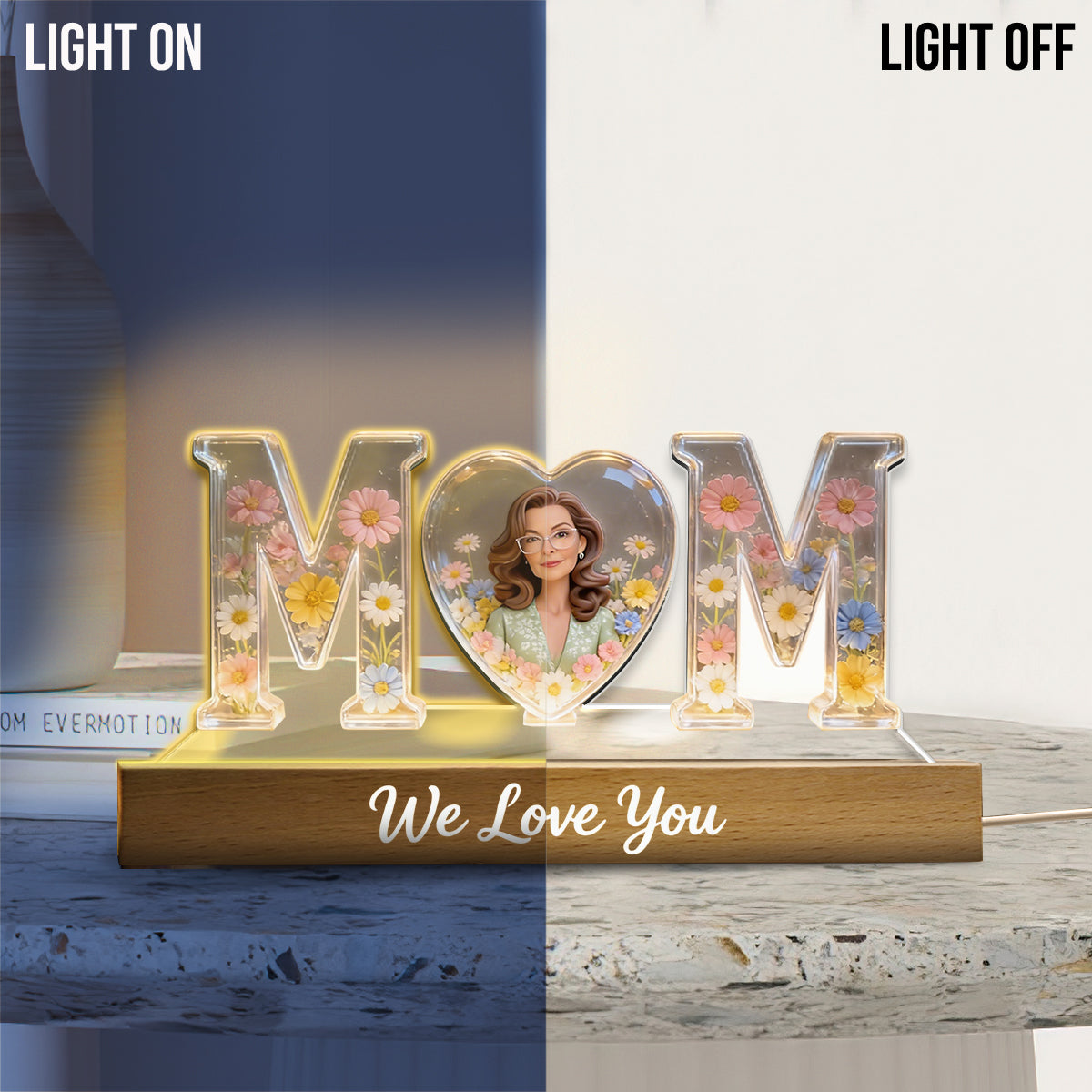 Custom Any Photo, Best Gift For Mom - Personalized Mother Shaped Led Night Light
