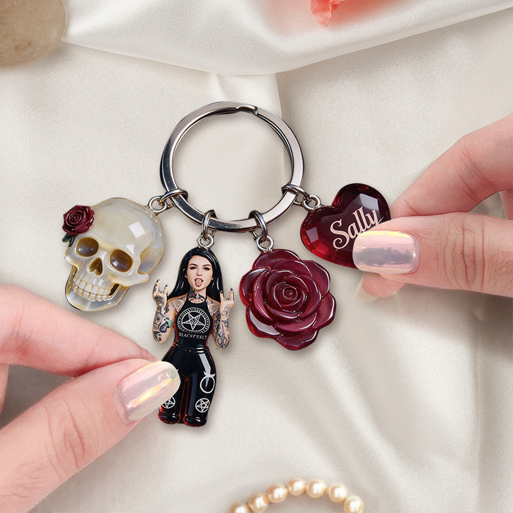 Custom Any Photo - Personalized Skull Premium Keychain With Charms