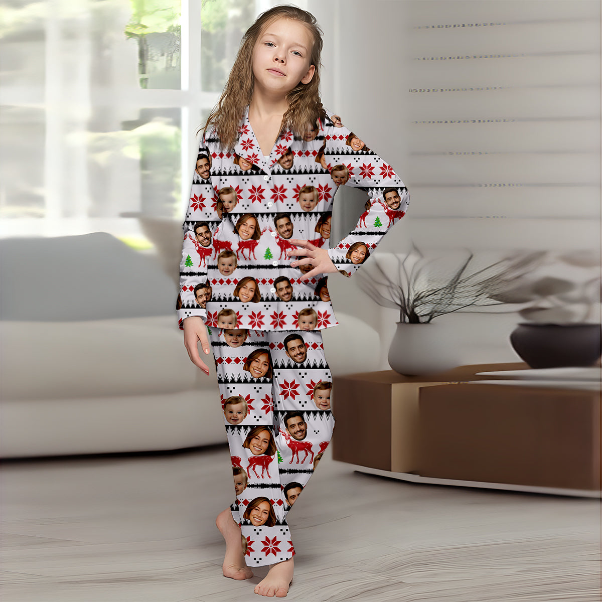 Custom Photo Pajamas Christmas - Family gift for anyone, dog lover, cat lover - Personalized Button Down Pajamas