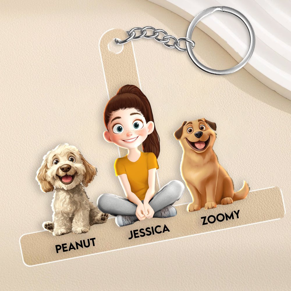 Personalized Acrylic Keychain with Custom Family Pets – Featuring Your Dog and Family Member Names, Perfect Gift for Dog Lovers, Ideal for Any Occasion