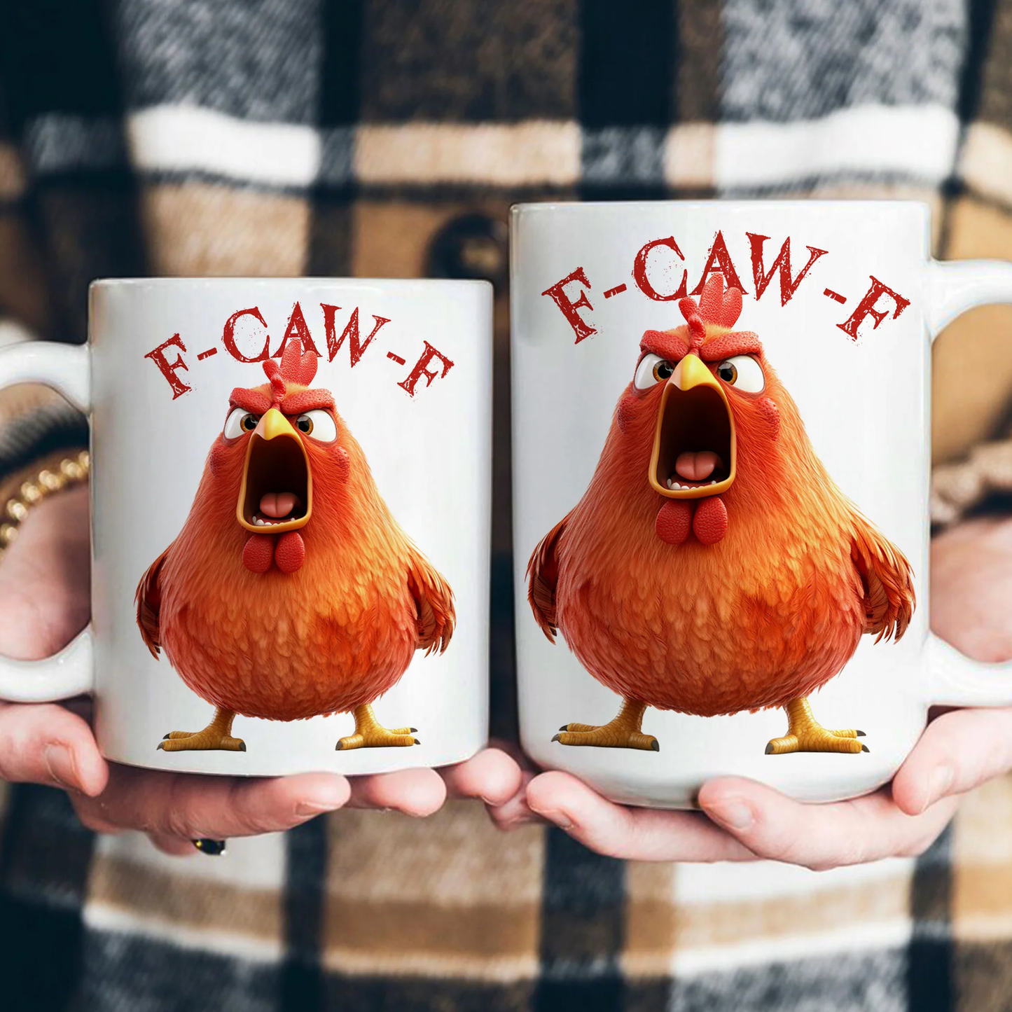 Angry Chicken Funny Mug – F-Caw-F White Ceramic Coffee Cup, Perfect Gift for Friends & Coworkers