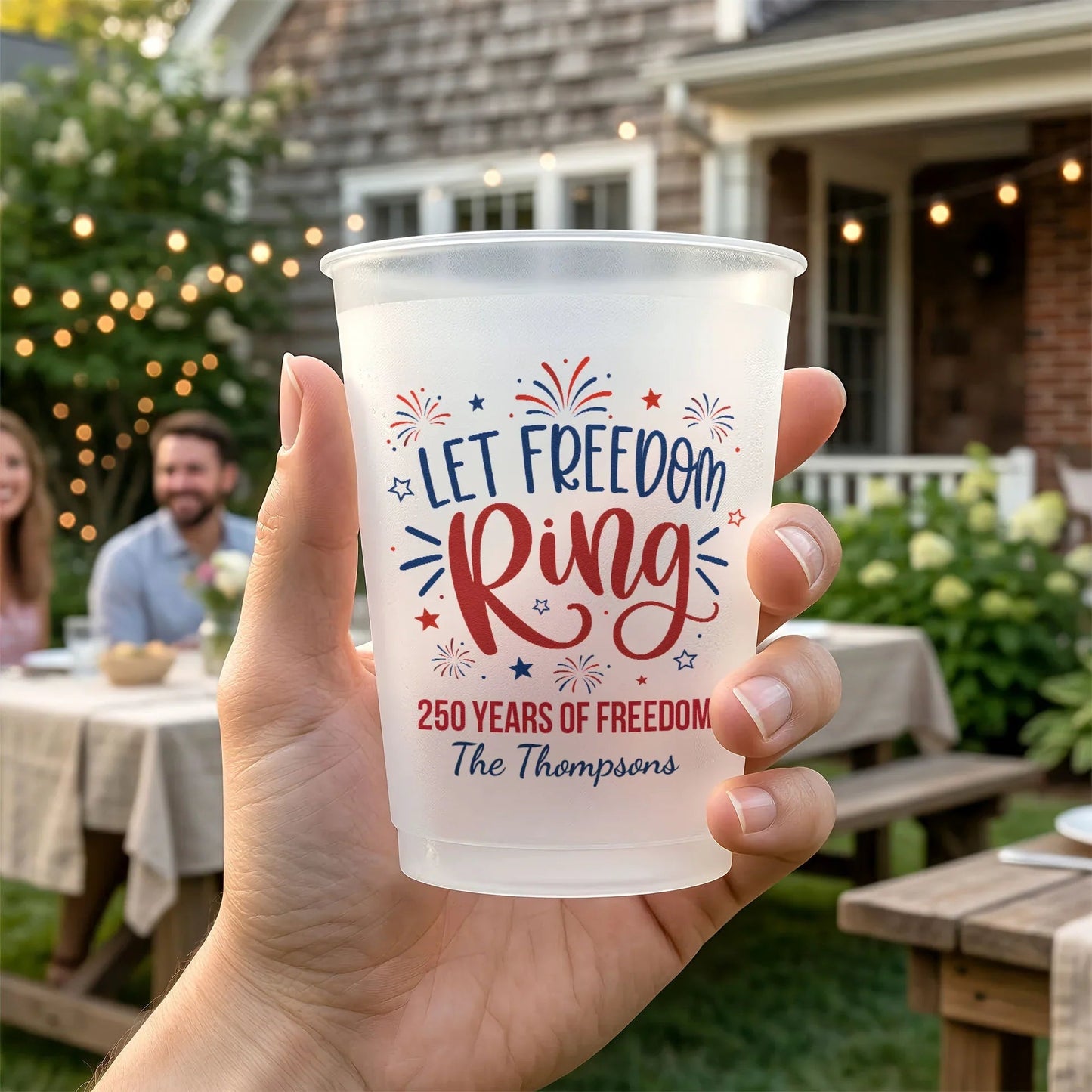 Personalized Let Freedom Ring Frosted Plastic Cup for 4th of July BBQs - Unique Patriotic Gift