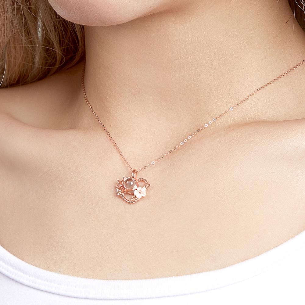 Heart-shaped Flowers Projection Charm - gift for who lost a loved one - Personalized Heart-shaped Flowers Projection Charm