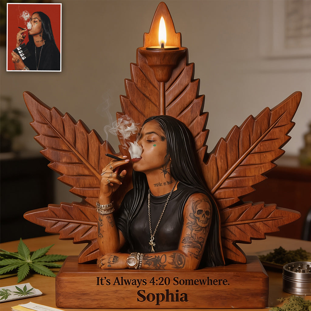Cannabis Enthusiast - Personalized Weed Custom Shape Wooden Candle Holder