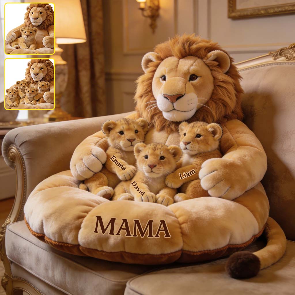 Lion Family Theme Mother's Day - Personalized Mother Premium Faux Fur Pillow
