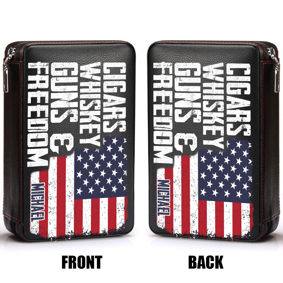 Cigars, Whiskey, G*ns & Freedom - Personalized Whisky Travel Cigar Humidor Case