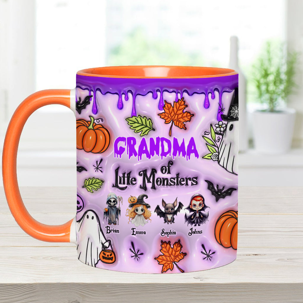 Grandma Of Little Monsters Any Title - Personalized Grandma Accent Mug