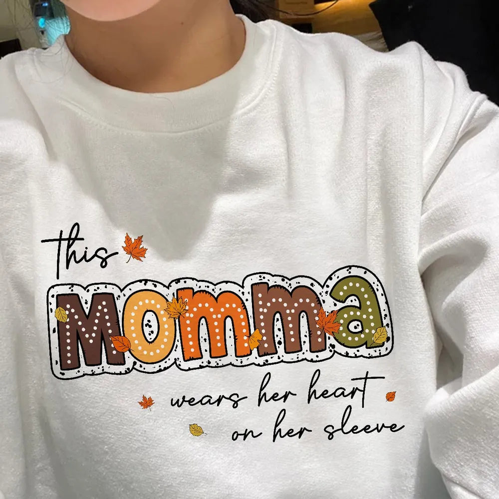 Grandma Pumpkin Themed Sweatshirt – “This Grandma Wears Her Heart on Her Sleeve” Cozy Gift for Grandma