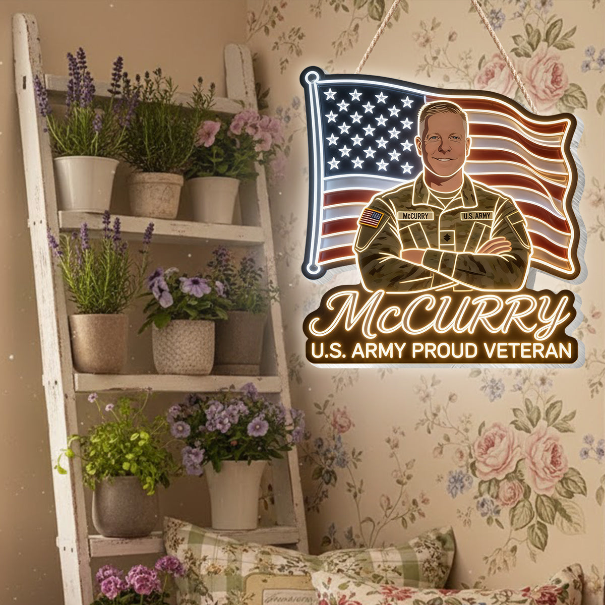 America Veteran - Personalized Veteran LED Light Acrylic Sign