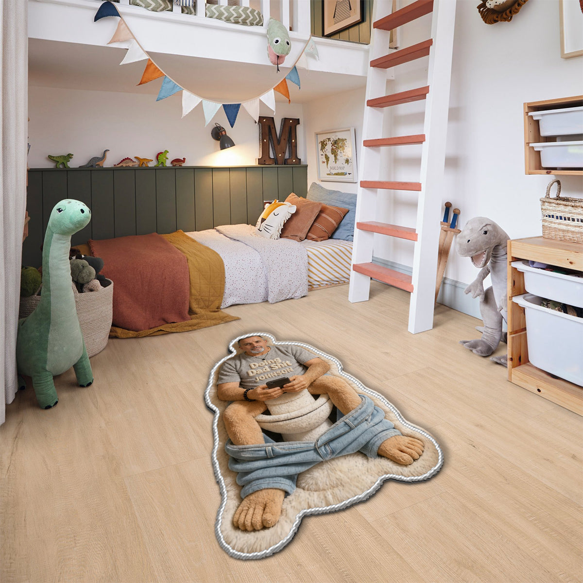Custom Any Photo Doing Dad Shit - Personalized Father Non-Slip Tufted Rug
