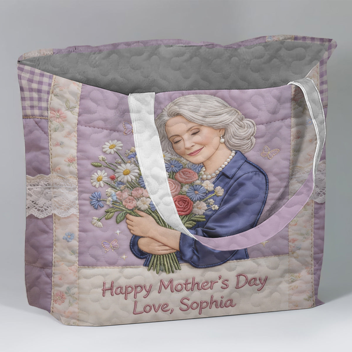 Custom Any Photo - Personalized Mother Quilted Tote Bag