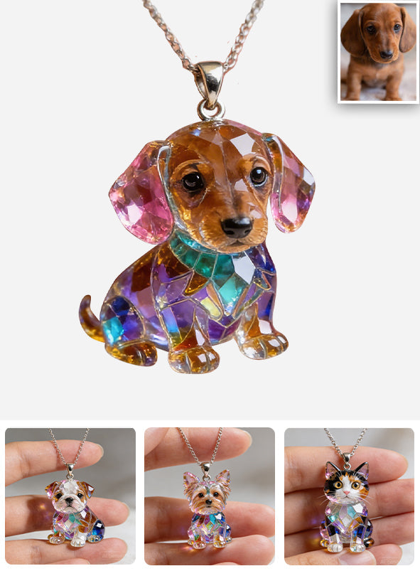Custom Any Photo - Personalized Dog Shaped Acrylic Pendant Necklace