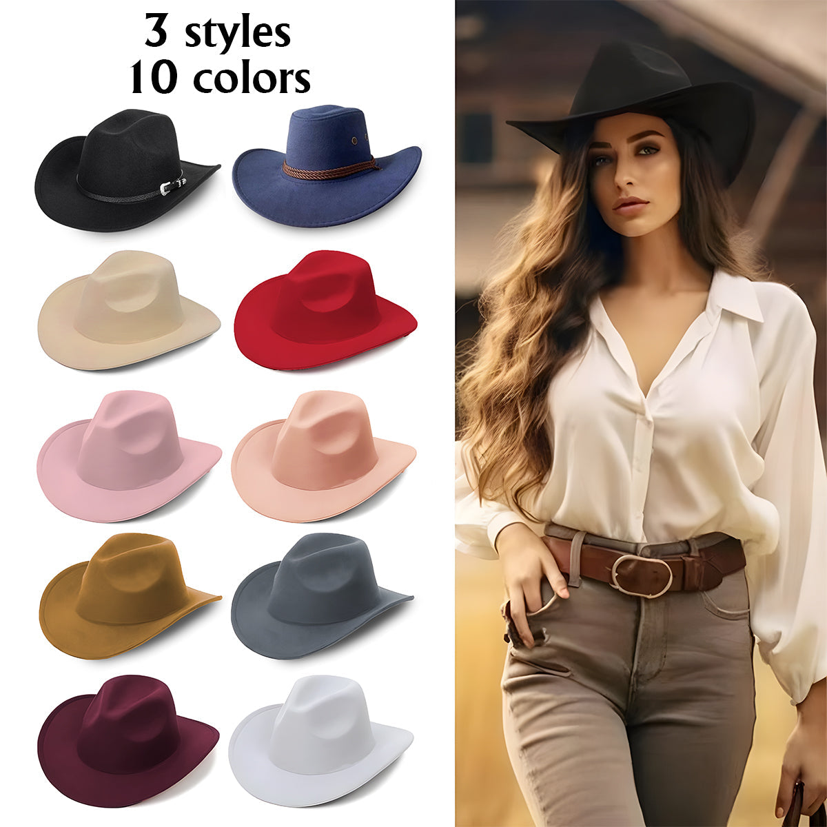 Cowgirl Stay Wild - Personalized Cowgirl Wide Brim Cowboy Hat