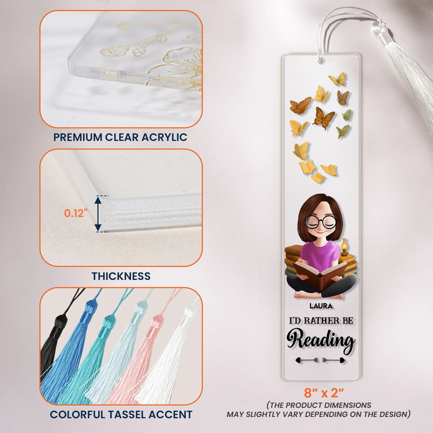 Custom Acrylic Bookmark for Readers - Cozy Book Stack Illustration, A Thoughtful Unique Gift for Best Friend or Teacher