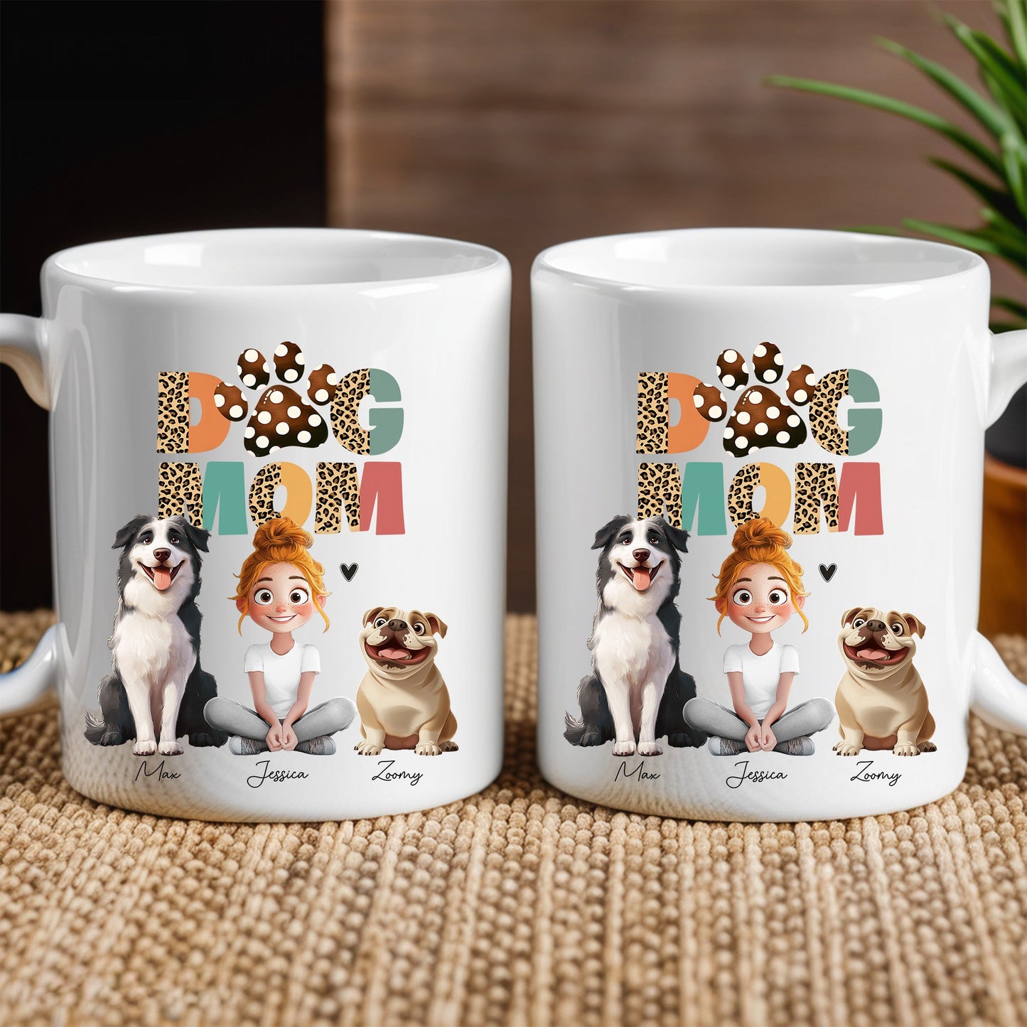 Cartoon Dog Mom Custom Mug – A Unique Surprise for Mother's Day, Valentine's Day, or Pet Lovers