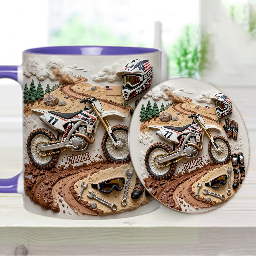 Cool Dirt Bike, Motocross - Personalized Dirt Bike Accent Mug & Coaster