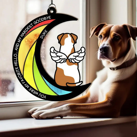 Wood and Acrylic Layered Ornament – Pet Rainbow Bridge Memorial Gift, “You Were My Favorite Hello and My Hardest Goodbye”
