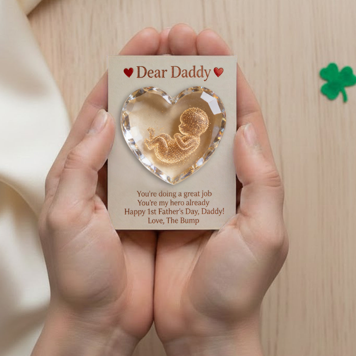 Happy 1st Father's Day - Personalized Pregnancy Pocket Hug Card