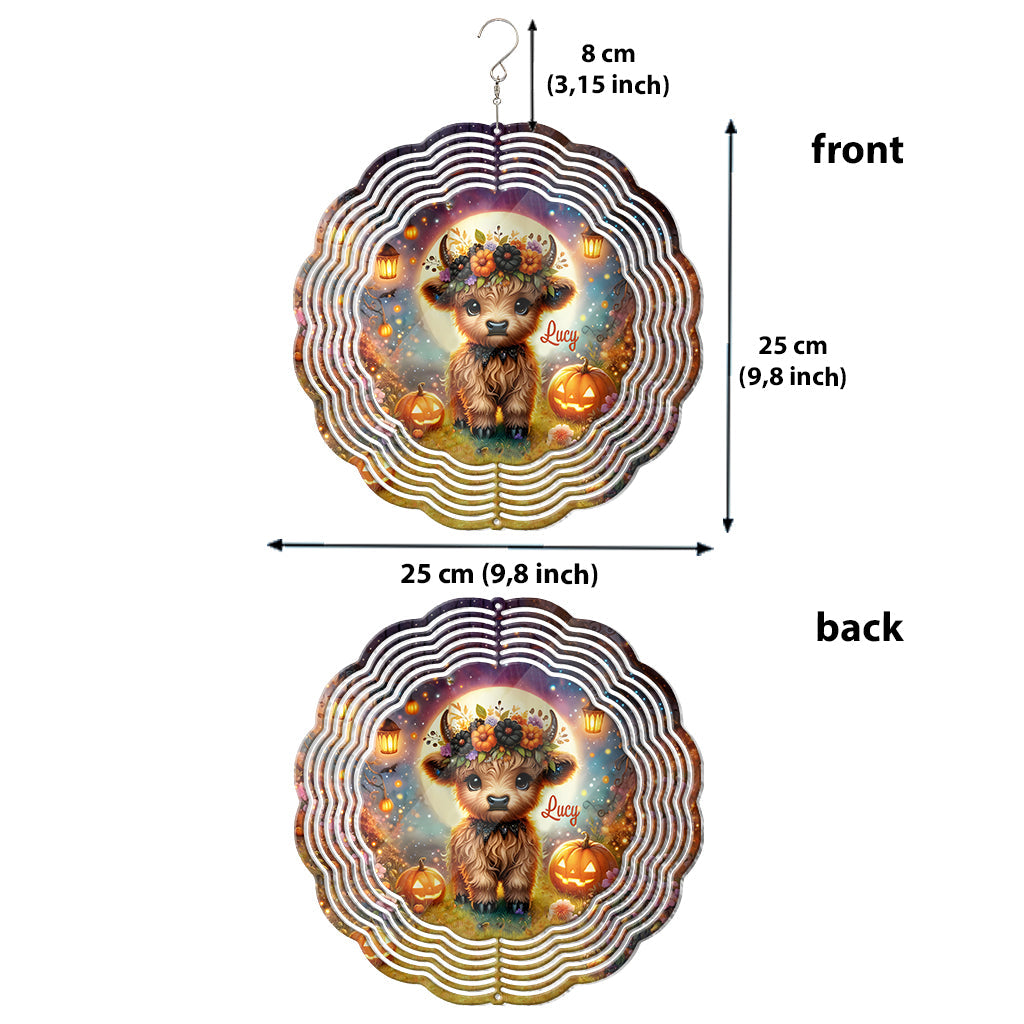 Halloween Highland Cow - Personalized Wind Spinner