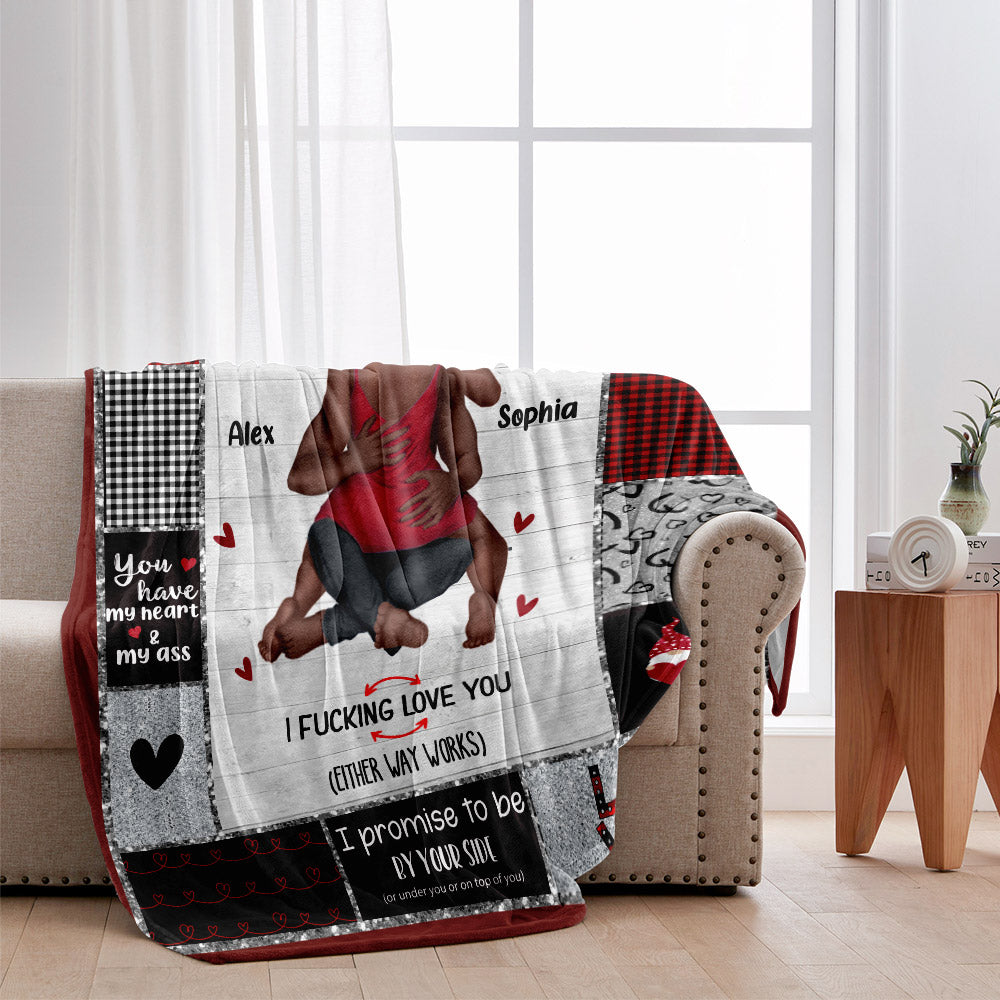 I Love You - Personalized African American Blanket