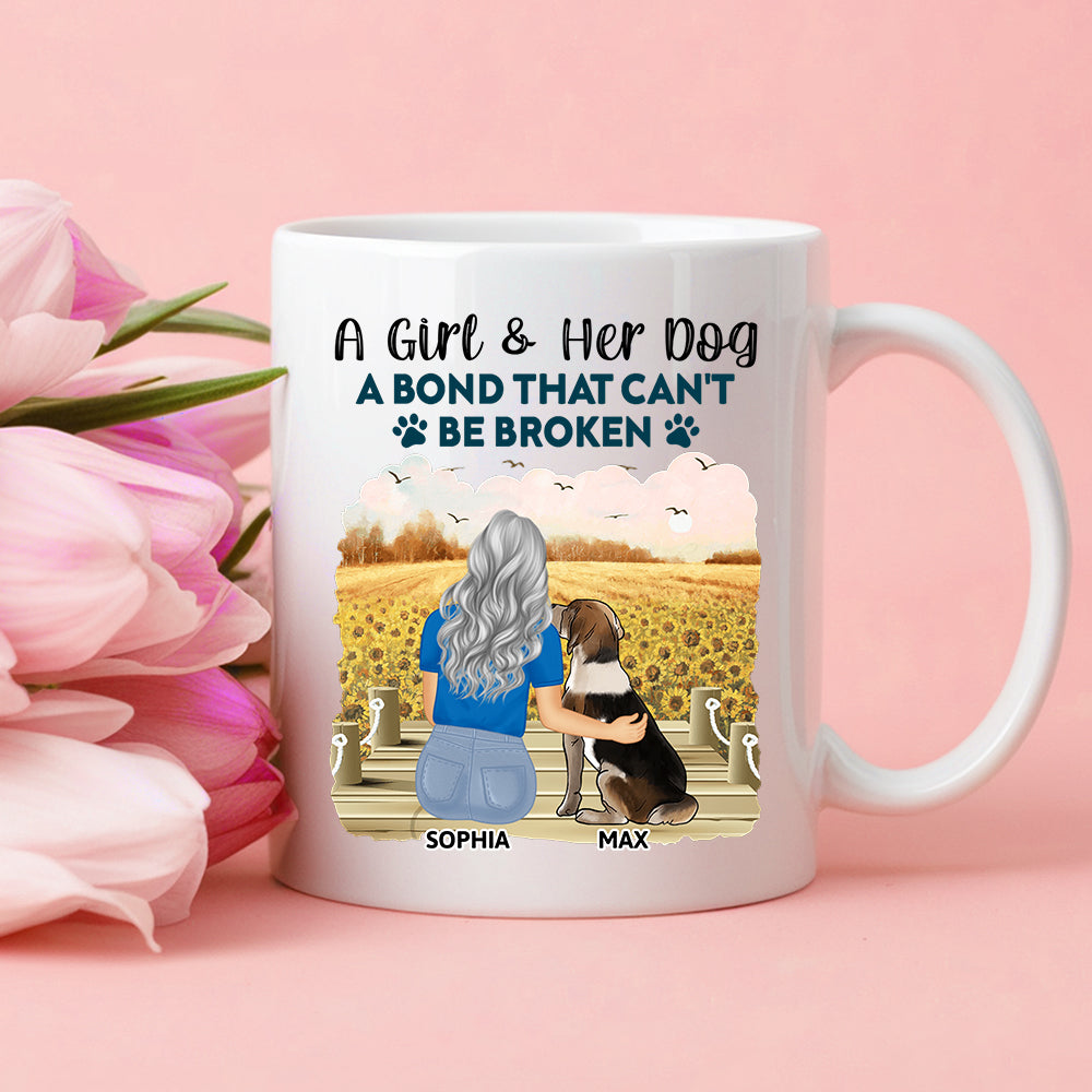 A Girl & Her Dog - A Bond That Can't Be Broken, Custom Ceramic Mug, Perfect Gift for Dog Lovers - Personalized Mug – Ideal Gift Choice!