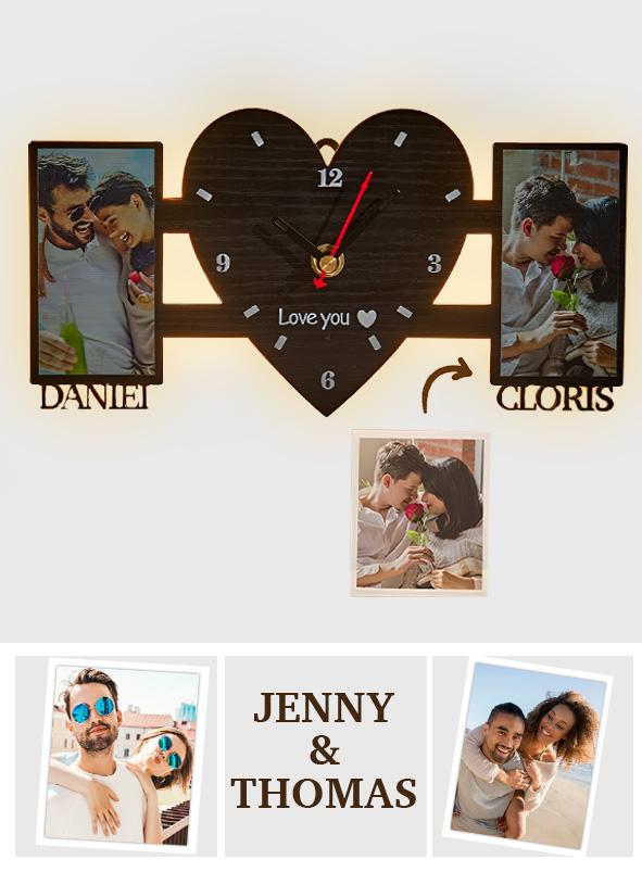Custom Image Name Clock - gift for husband, wife, boyfriend, girlfriend - Personalized Clock