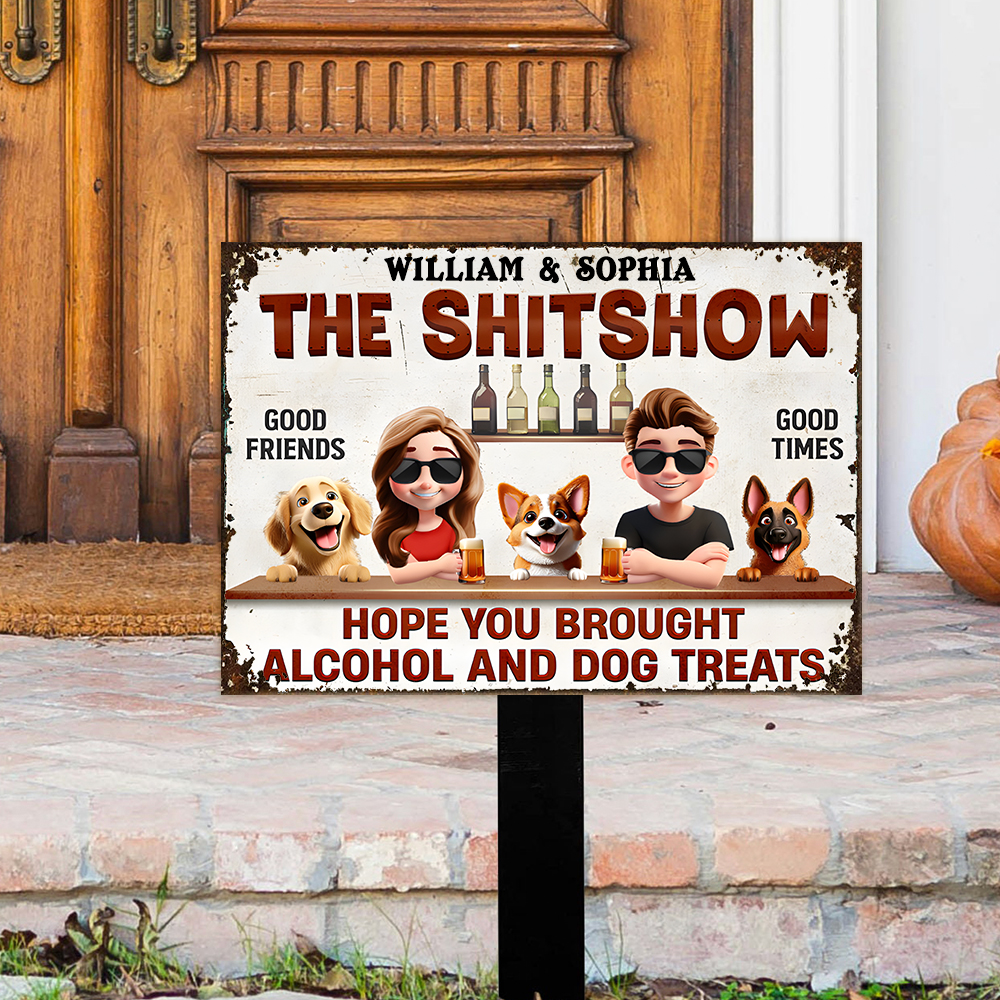 Personalized Iron Sign for Couples & Dog Lovers - Custom Outdoor Decor